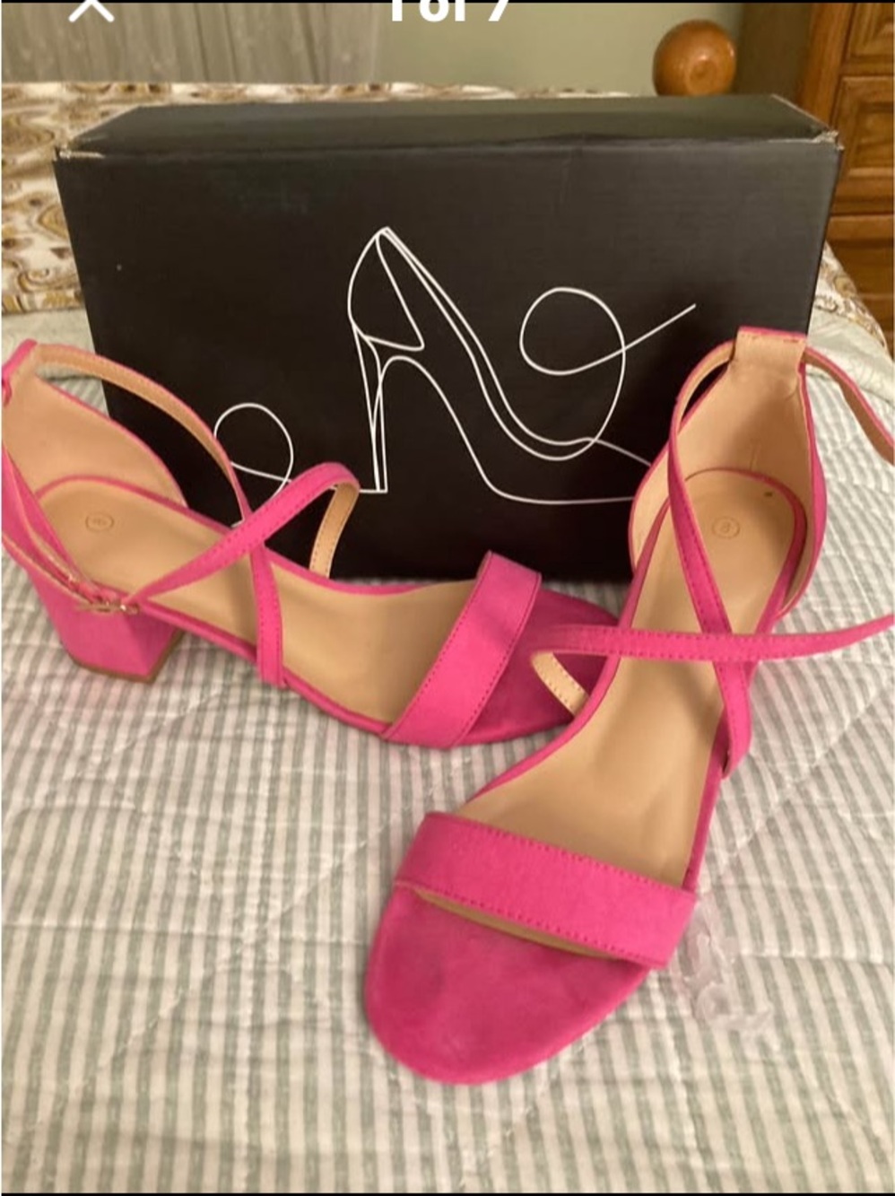 Mysoft Hot Pink Block Heel Sandals in Box Sz 8 Crisscross Ankle Strap